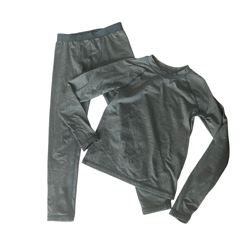 All In Motion Girls Size S 6-7 Thermal Long John Set Shirt Leggings Blue Gray‎
